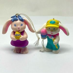 Vintage Hallmark Girl & Boy Easter Bunny Ornaments